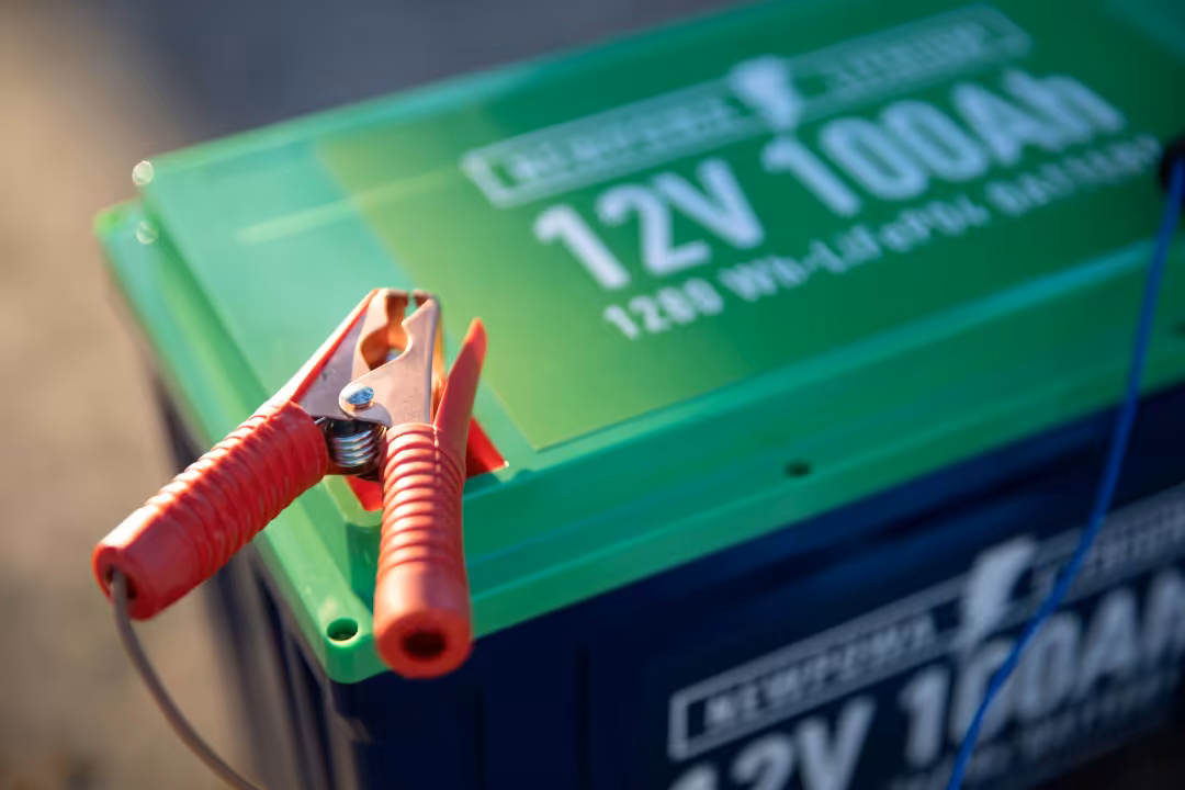 Solar battery bank options including lithium iron phosphate modules and lead-acid deep cycle batteries